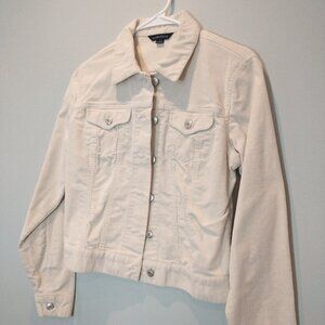 Land's End Off White Corduroy Jean Jacket